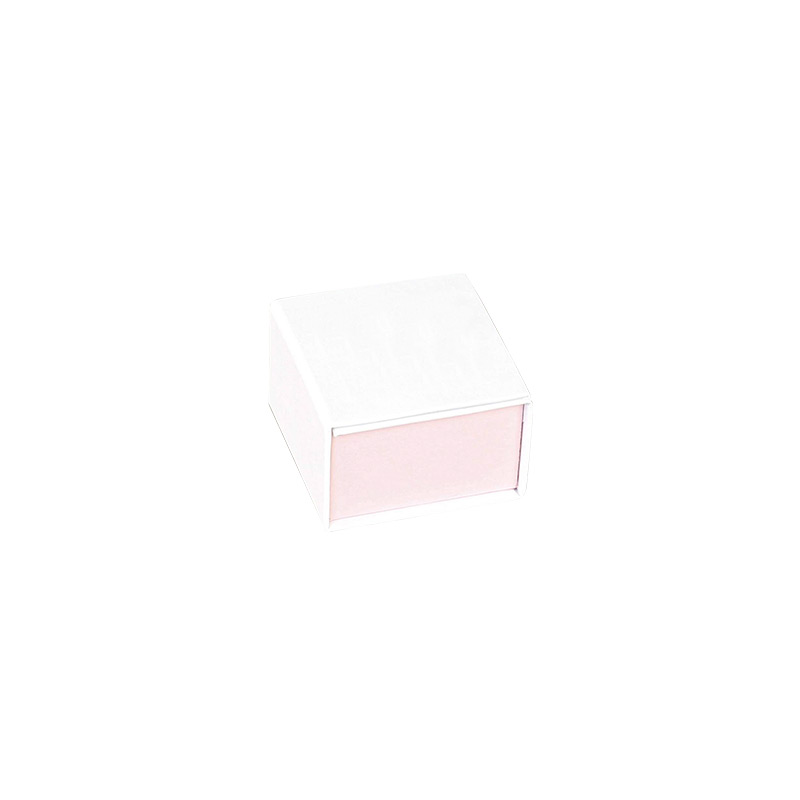 Écrin bague carton mat blanc/rose pâle à fermeture aimantée