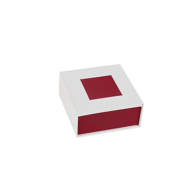 Écrin vide-poche carton mat avec fermeture aimantée, blanc et rouge framboise