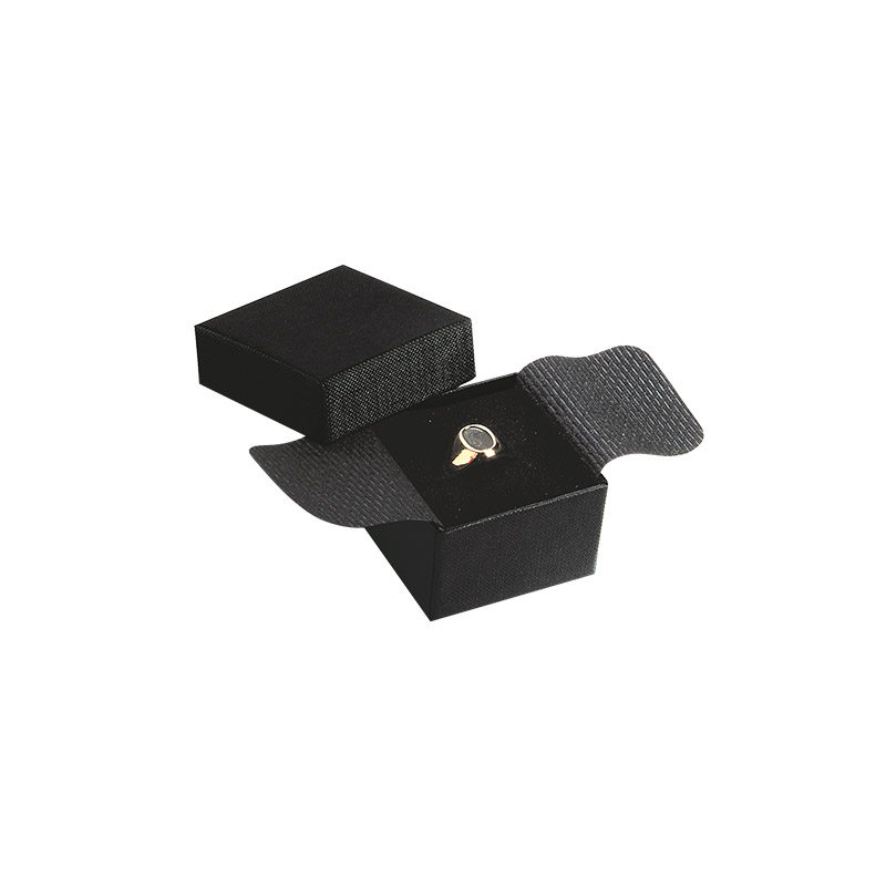 Écrin bague carton aspect grainé mat noir