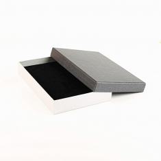 Écrin bague/vide-poche carton irisé gris anthracite et gris clair