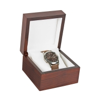 Écrin montre bois vernis mat, marron foncé