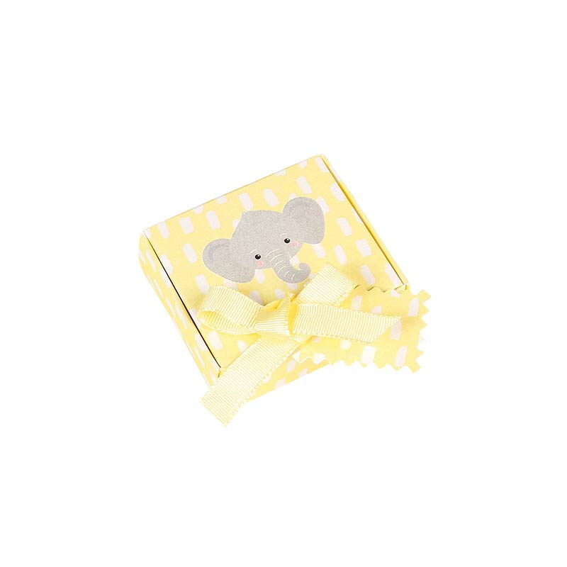 Écrin vide-poche Éléphant carton irisé jaune