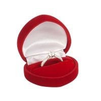 Écrin bague coeur velours synthétique rouge