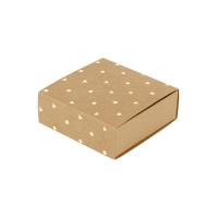 Écrin vide-poche carton kraft naturel, à tiroir, motifs pois/triangles dorure à chaud dorée
