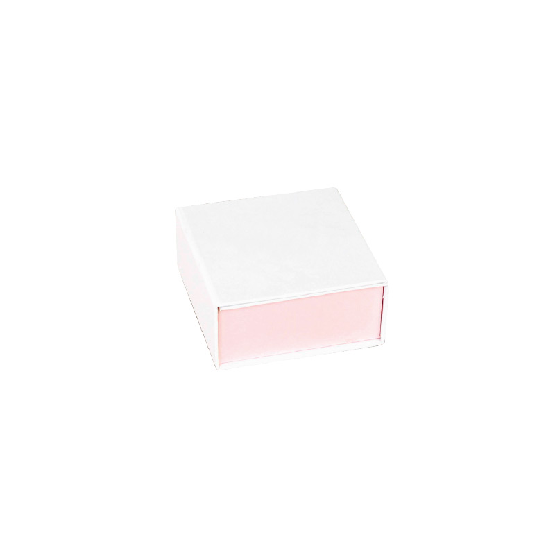 Écrin vide-poche carton mat blanc/rose pâle à fermeture aimantée