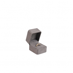 Écrin bague gainé synthétique aspect suédine, gris