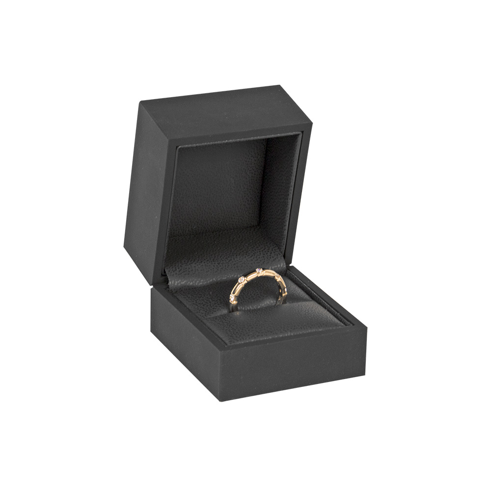 Écrin bague revêtement lisse aspect gommé, noir