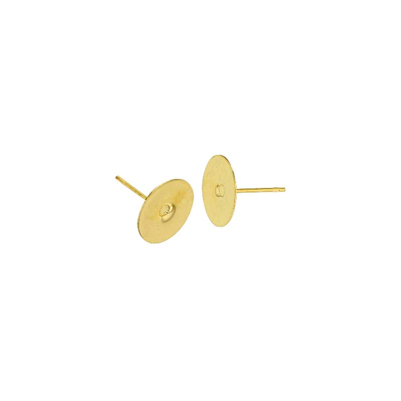 Boucles d'oreilles tiges avec plateau à coller métal doré, diam. 10mm (x20)