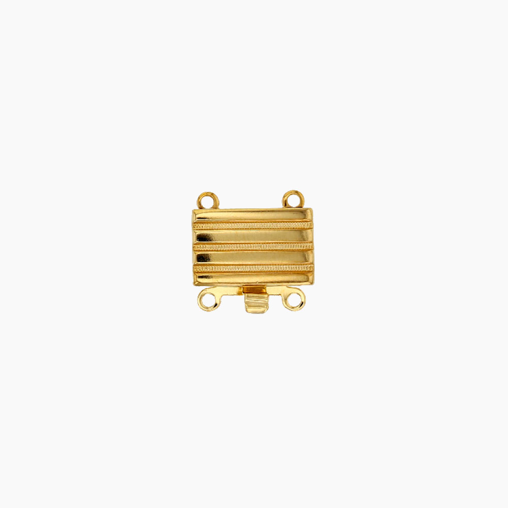 Fermoirs de colliers N°7 métal doré, cliquet, 2 rangs - L. 13mm, l. 13mm (x2)