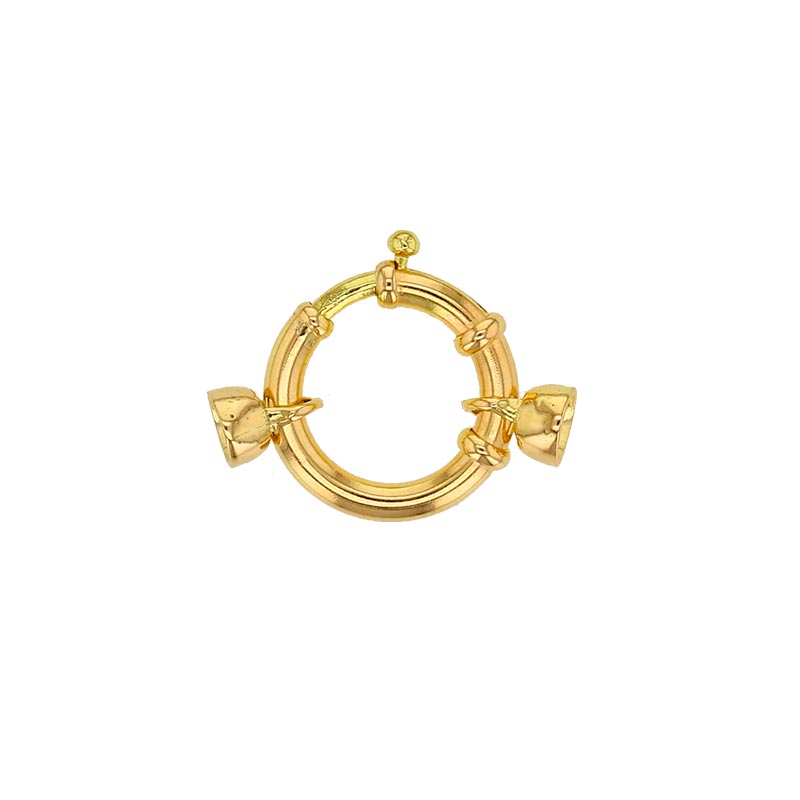Fermoir de collier perles anneau marin double coquille ø 12 mm en Or 750/1000