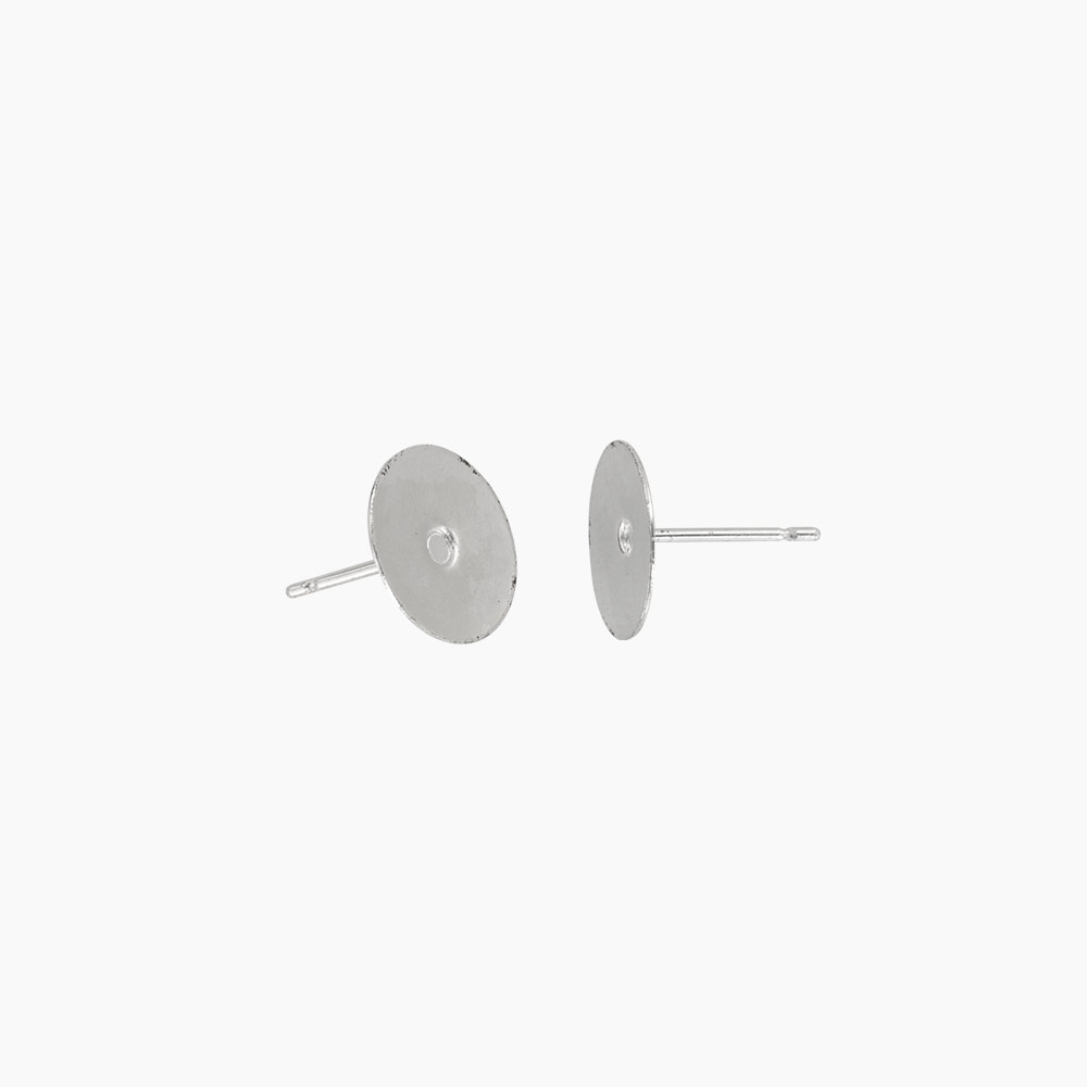 Boucles d'oreilles tiges avec plateau à coller métal argenté, diam. 10mm (x20)