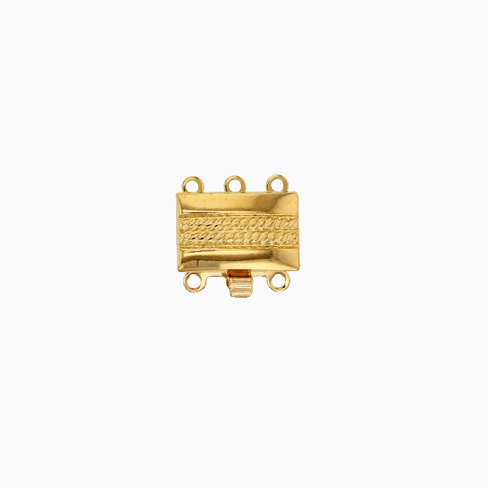 Fermoirs de colliers N°5 métal doré, cliquet, 3 rangs - L. 13mm, l. 13mm (x2)