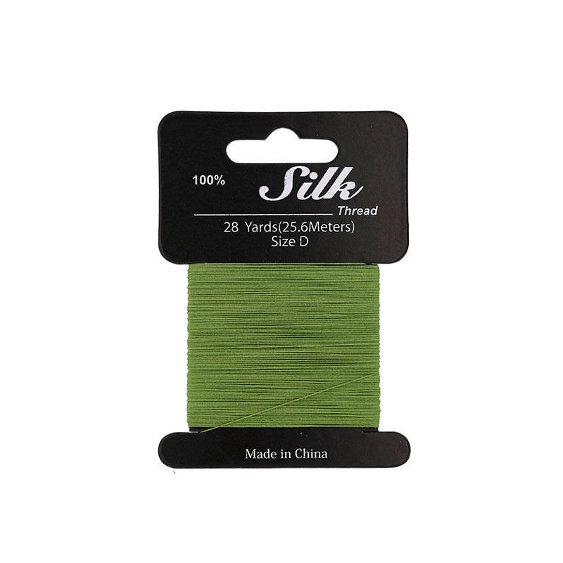 Carte de soie 100% naturelle verte foncée 25 m - Diam du fil 0,30 mm