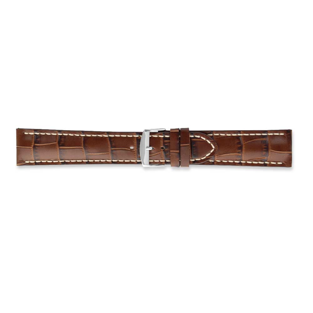 Bracelets montres cuir de veau qualité supérieure, imitation crocodile, bombé, marron
