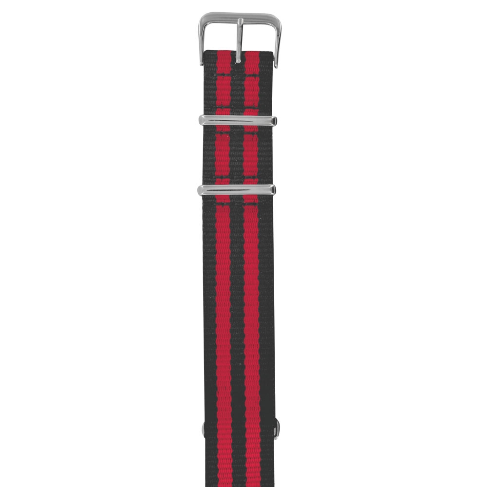 Bracelets montres nylon NATO rayures noires et rouges