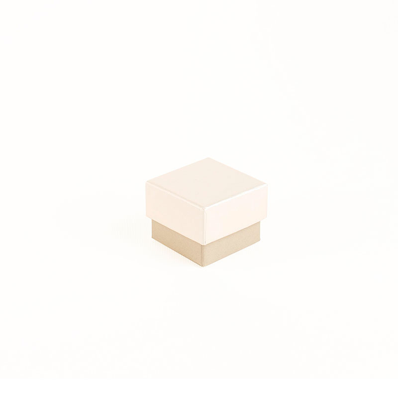 Écrin bague carton beige clair irisé et beige foncé mat