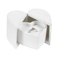 Écrin bague coeur, gainé synthétique aspect lisse blanc