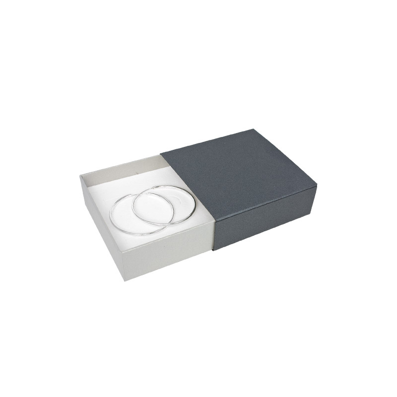 Écrin bague/vide-poche à tiroir carton irisé gris anthracite et gris clair
