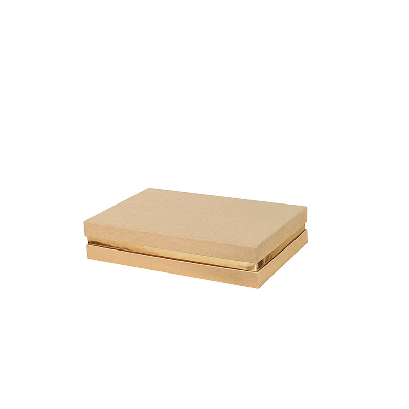 Boîte carton kraft naturel à liseré doré 25 x 15 x 5cm