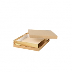 Boîte carton kraft naturel à liseré doré 20 x 20 x 5cm