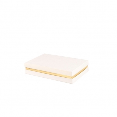 Boîte carton mat blanc à liseré doré 25 x 15 x 5cm
