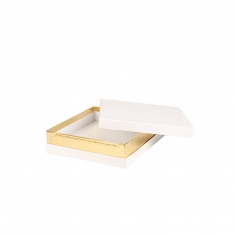 Boîte carton mat blanc à liseré doré 20 x 20 x 5cm