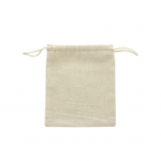 Bourses 100% lin avec cordelettes coton beige 12 x 14 cm