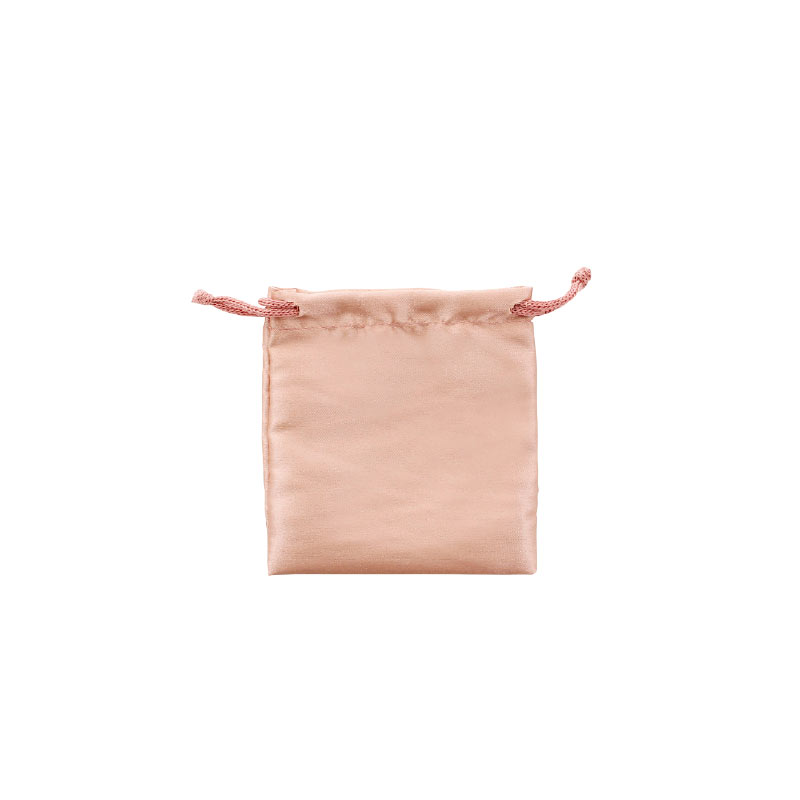 Bourses satin synthétique avec cordelettes coton rose poudré 11 x 10 cm