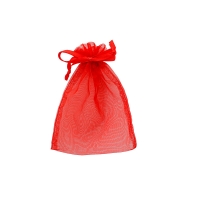 Bourses voile organdi synthetique rouge, 12 x 13cm