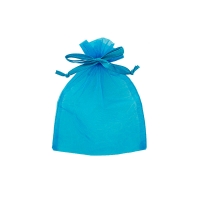 Bourses voile organdi synthetique turquoise, 12 x 13 cm