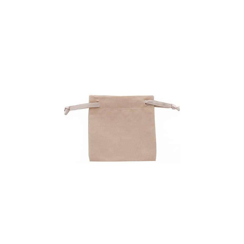 Bourses 100% coton avec rubans satin taupe 7 x 7cm