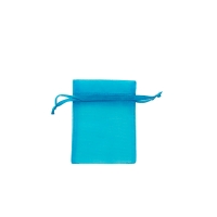 Bourses voile organdi synthetique turquoise, 9 x 9 cm