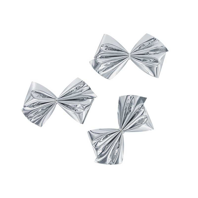 Noeuds papillons adhésifs argent métallisé 4 cm