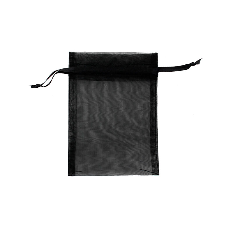 Bourses voile organdi synthétique noir, 12 x 13 cm