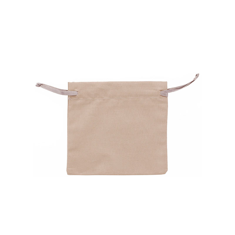 Bourses 100% coton avec rubans satin taupe 11 x 10cm