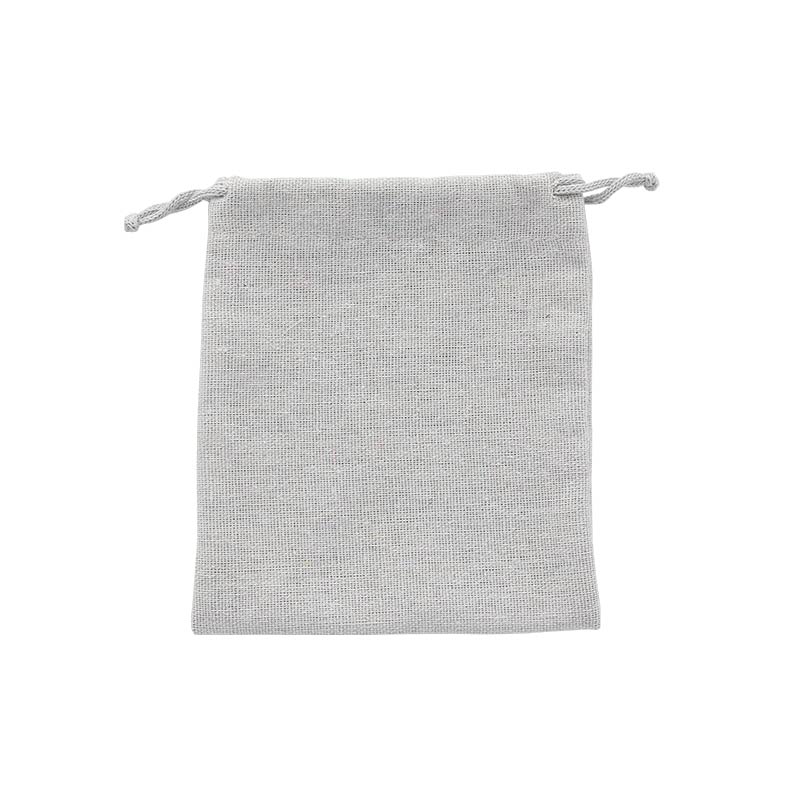 Bourses 100% lin avec cordelettes coton gris clair 12 x 14 cm