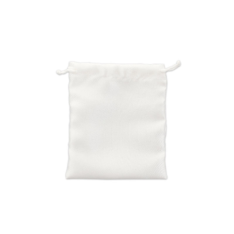 Bourses satin synthétique avec cordelettes coton blanc 12 x 14cm