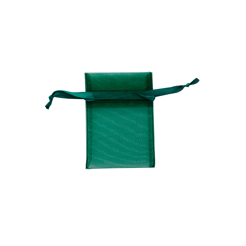 Bourses voile organdi synthétique vert sapin, 7 x 7cm