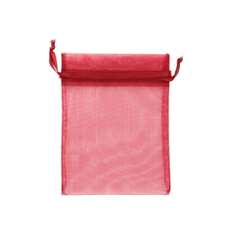 Bourses voile organdi synthétique rouge grenat, 12 x 13cm