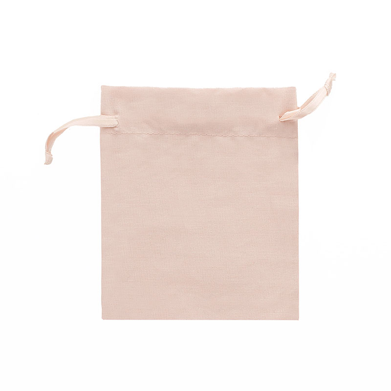 Bourses 100% coton avec rubans satin vieux rose 12 x 14cm