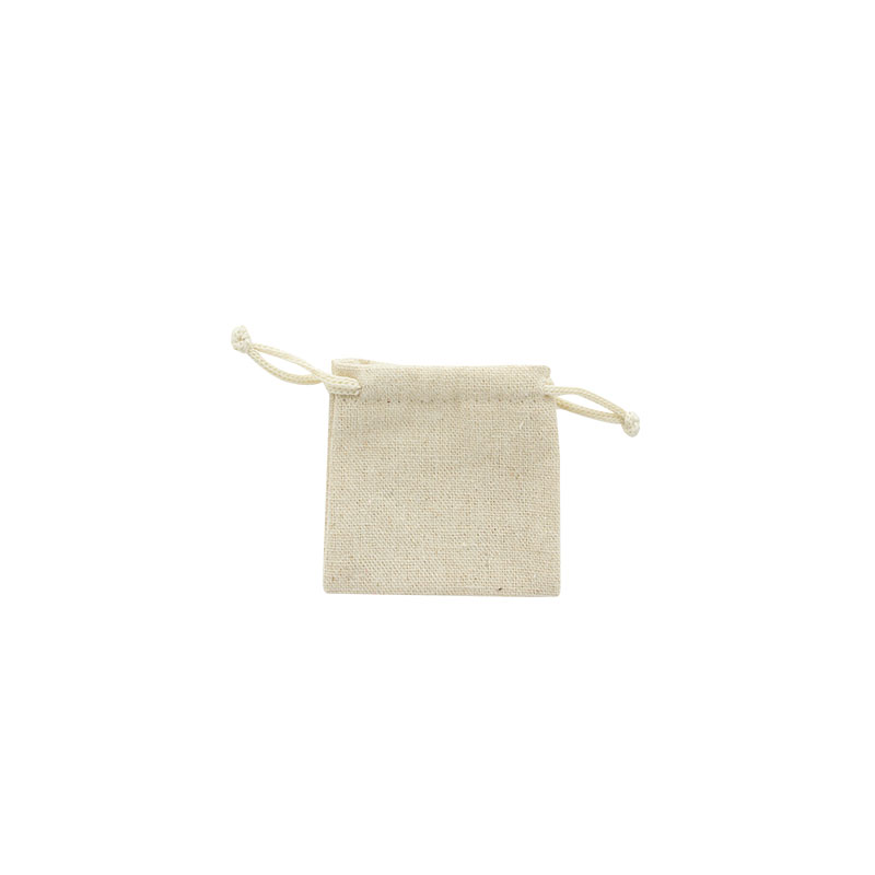 Bourses 100% lin avec cordelettes coton beige 7 x 7 cm