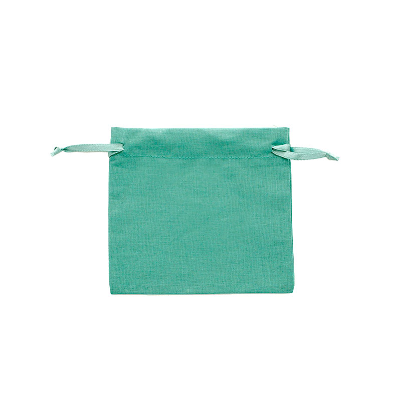 Bourses 100% coton avec rubans satin bleu canard 11 x 10cm