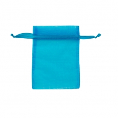 Bourses voile organdi synthetique turquoise, 12 x 13 cm