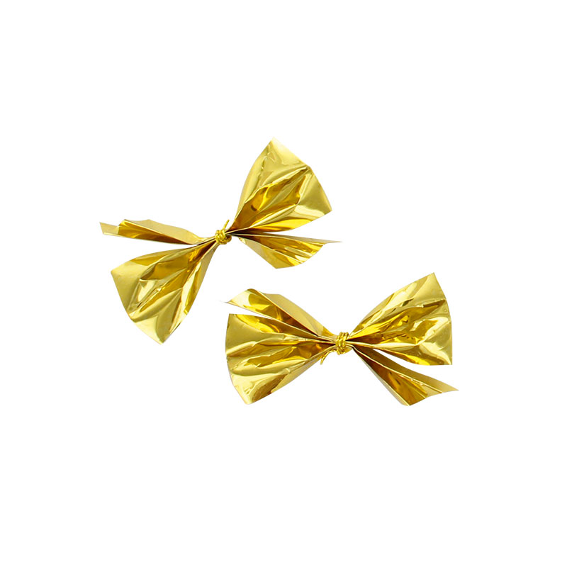 Noeuds papillons adhésifs dorés métallisés 4cm