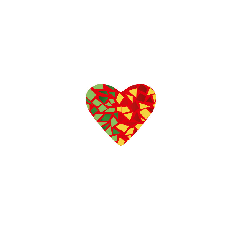 Etiquettes adhésives Saint-Valentin forme coeur mosaïque, dorure à chaud