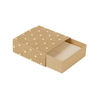 Écrin vide-poche carton kraft naturel, à tiroir, motifs pois/triangles dorure à chaud dorée