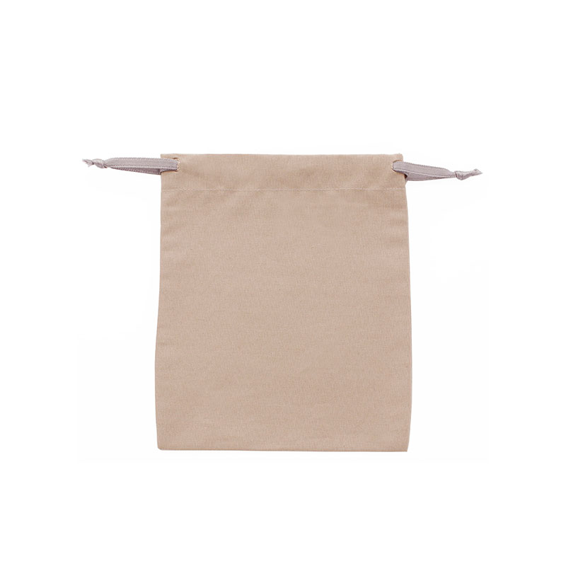 Bourses 100% coton avec rubans satin taupe 12 x 14cm