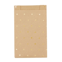 Sachets cadeau kraft recyclé pois/triangles dorés métallisés 7 x 12cm, 70g (x125)