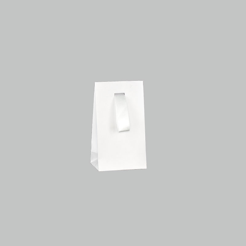 Pochettes papier mat blanc à ruban satin blanc, 140 g - 7 x 4 x H 12 cm