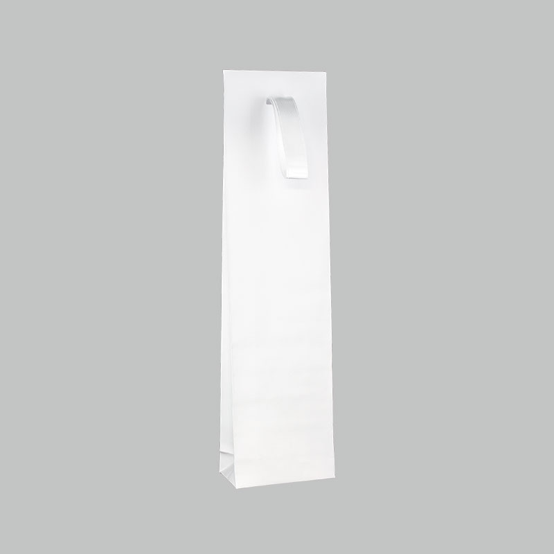 Pochettes papier mat blanc à ruban satin blanc, 140 g - 8 x 4 x H 30 cm